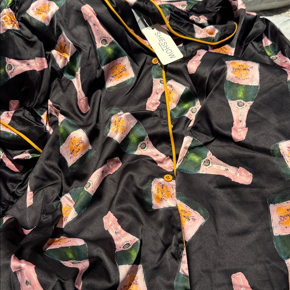 Champagne Bottle Pajama Set sateen size M CN-2(11) - Picture 2 of 3